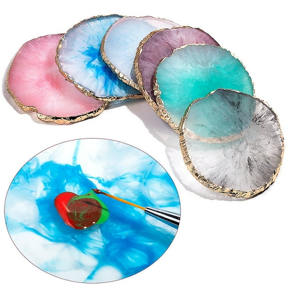 opvise Nail Color Palette Golden Edge Resin Mixing Drawing Paint Manicure Display Shelf