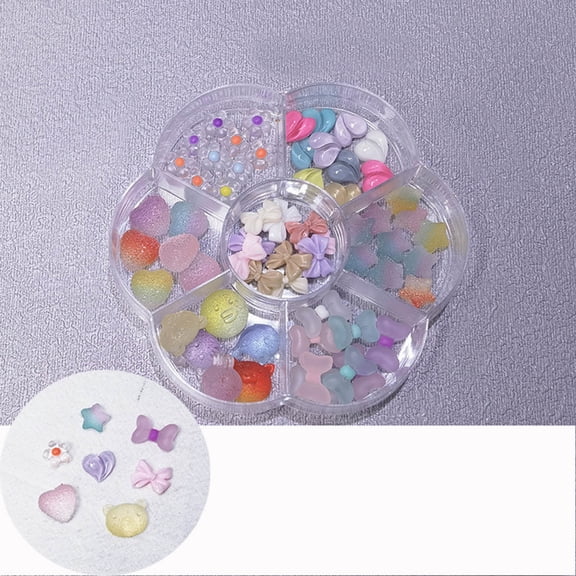 opvise Nail Ornament Bear Bunny Bow Flower Rhinestone Charms Mixed Set DIY Nail Art 3D Decoration Manicure Accessories