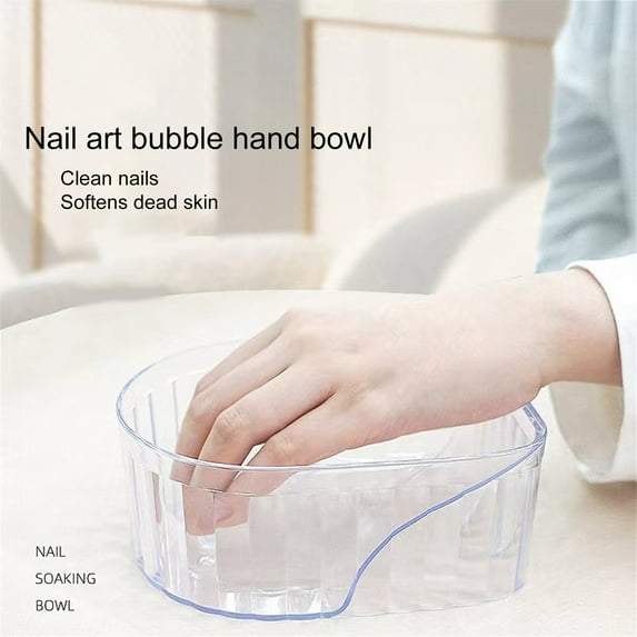 opvise Nail Soaking Bowl Transparent Textured Clean Fingertip Acrylic Soak Finger Manicure Bowl Women Accessories