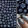 thumbnail image 1 of opvise Nail Sticker Christmas Style Snowflake Pattern Vivid Images White Snow Embossed Sticker Xmas Charms for Manicure, 1 of 8