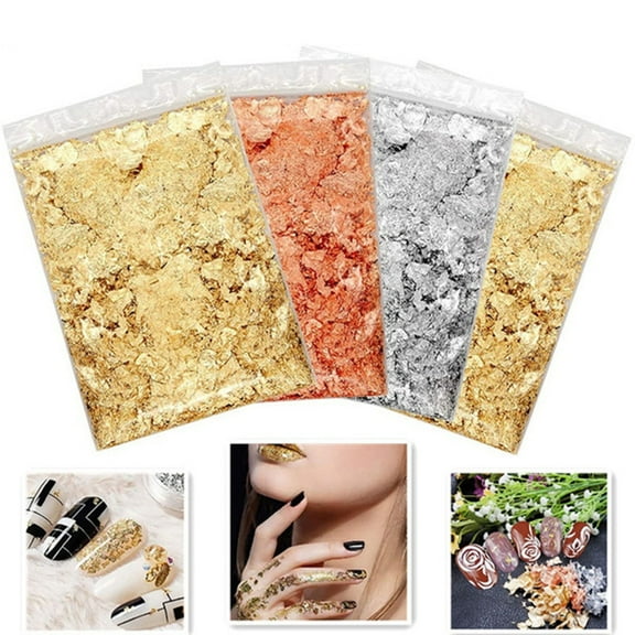 opvise Nails Aluminium Foil Crushed DIY Chipped Metal Foil Flakes for Salon
