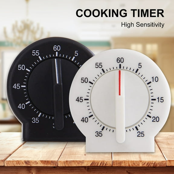opvise No Battery Required Timer Loud Sound Plastic Wide Usage 60 Minutes Cooking Timer Kitchen Supplies Black