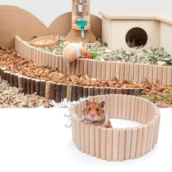 opvise Pet Bridge Toy Bur-free Bite Resistant Natural Wood Hamster Parrot Ladder Toy for Gerbils 40 cm