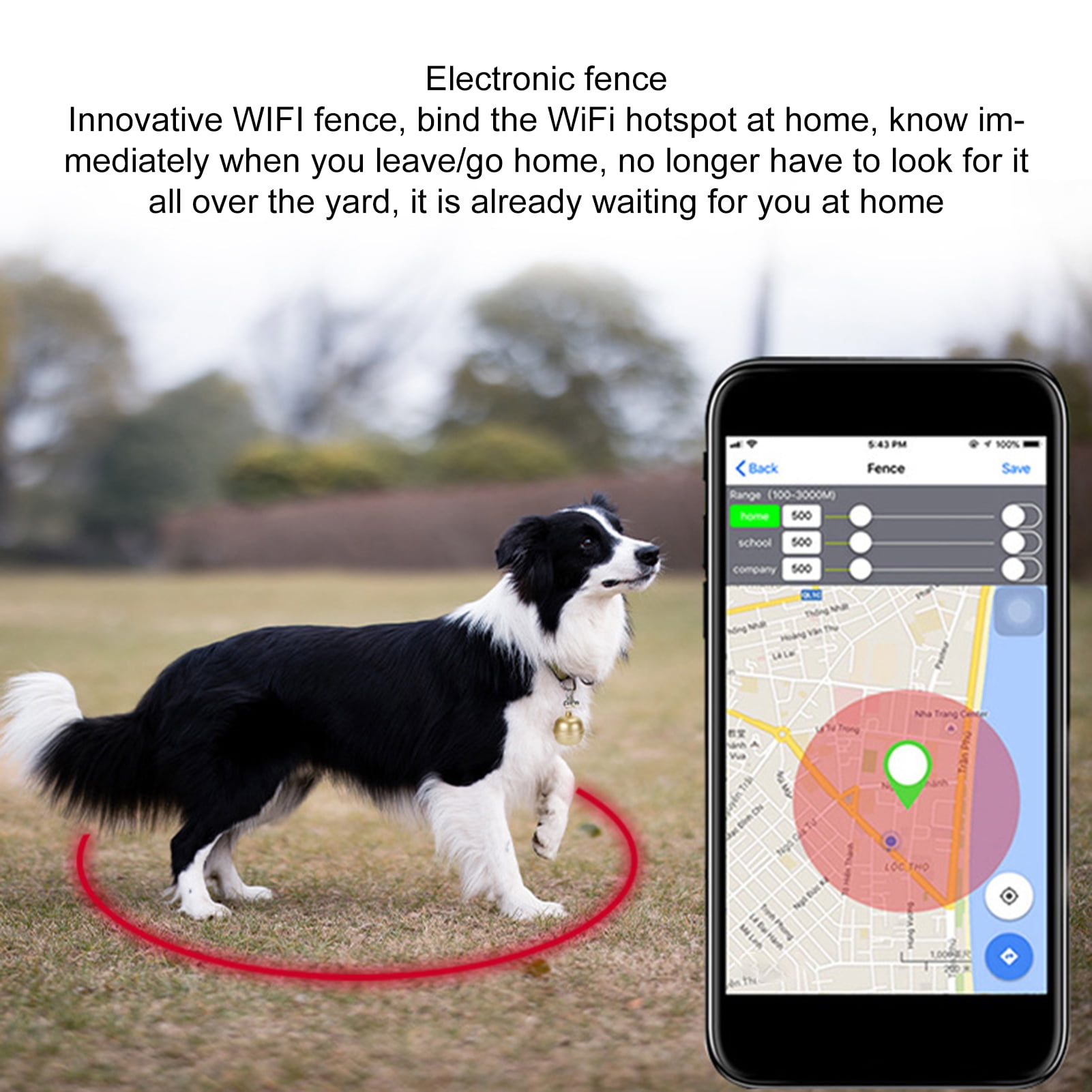 opvise Pet GPS Locator Phone Remote Control IP67 Waterproof Lovely Bell Charm Tracking Device Anti-loss Portable GPS Tracker Pet Collar Silver