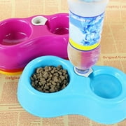 opvise Pets Dog Cat Automatic Food Supply Bowl Bottle Inserted Dual Drinking Feeding Bowls A
