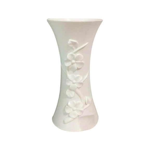 opvise Plastic Embossment Vase Flower Arrangement Pot Container Home Office Table Decor