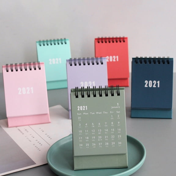 opvise Portable Mini 2021 Desk Calendar Office Paper Daily Monthly Planner Schedule Red