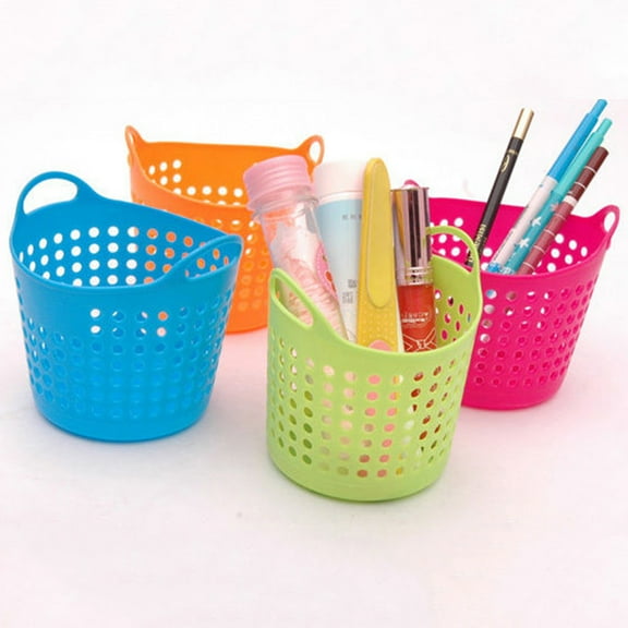 opvise Portable Mini Plastic Stationery Cosmetic Desk Storage Basket Organizer Holder Green