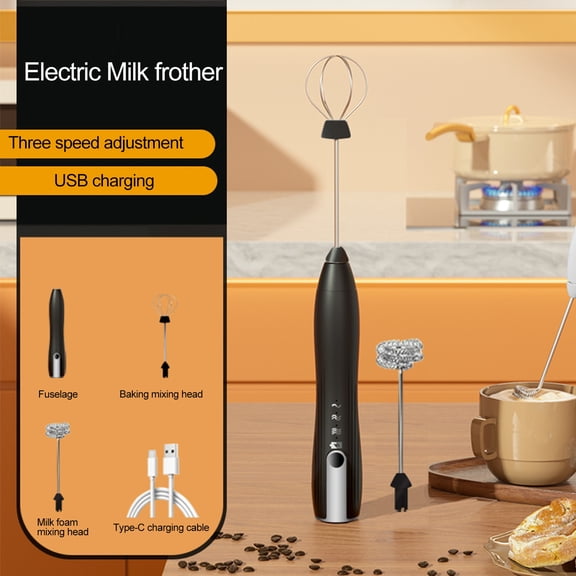 opvise Powerful Electric Milk Frother High-Speed Motor One-key Start Handheld Egg Blender Coffee Mixer Wand