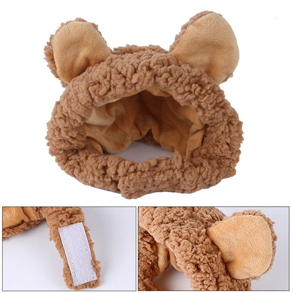 opvise Puppy Cap Bear Shape Cute Dress-Up Costume Warm Headwear Dogs Hats Pet Accessories Yellow