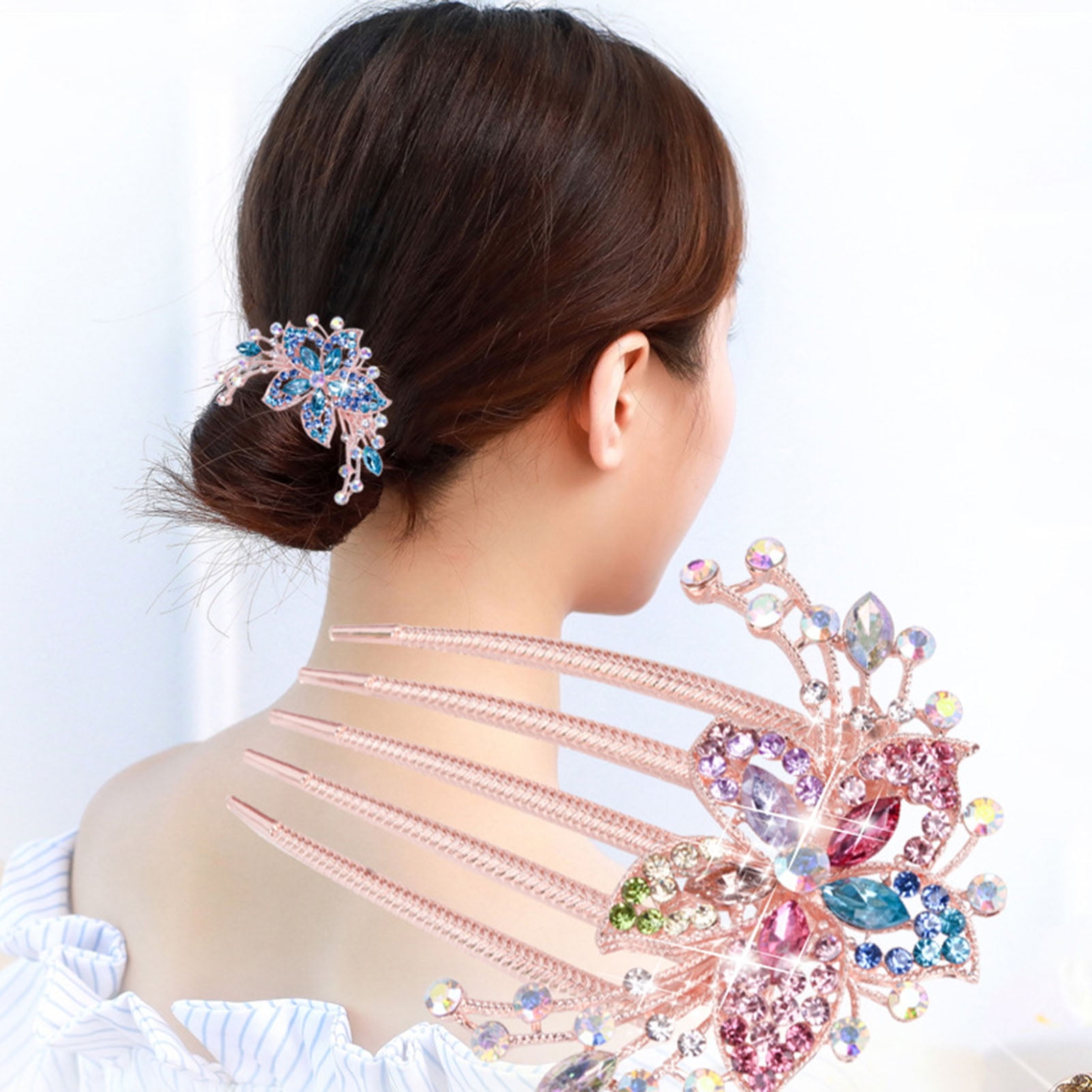opvise Rhinestone Hair Comb Anti Slip Elegant Hair Styling 