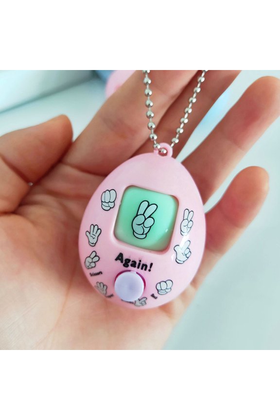 Rock Paper Scissors Funny Toy Keychain Egg Shaped Morra Game Hanging Key Holder Random Color