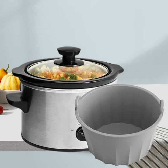 opvise Round Cooker Liner Food Grade Reusable Non-stick Heat-Resistant with Handle BPA Slow Cooker Liner Red