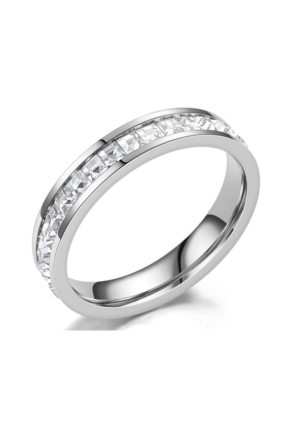 Smooth Surface Noble Couple Ring Square Cubic Zirconia Wedding Ring Jewelry Accessory