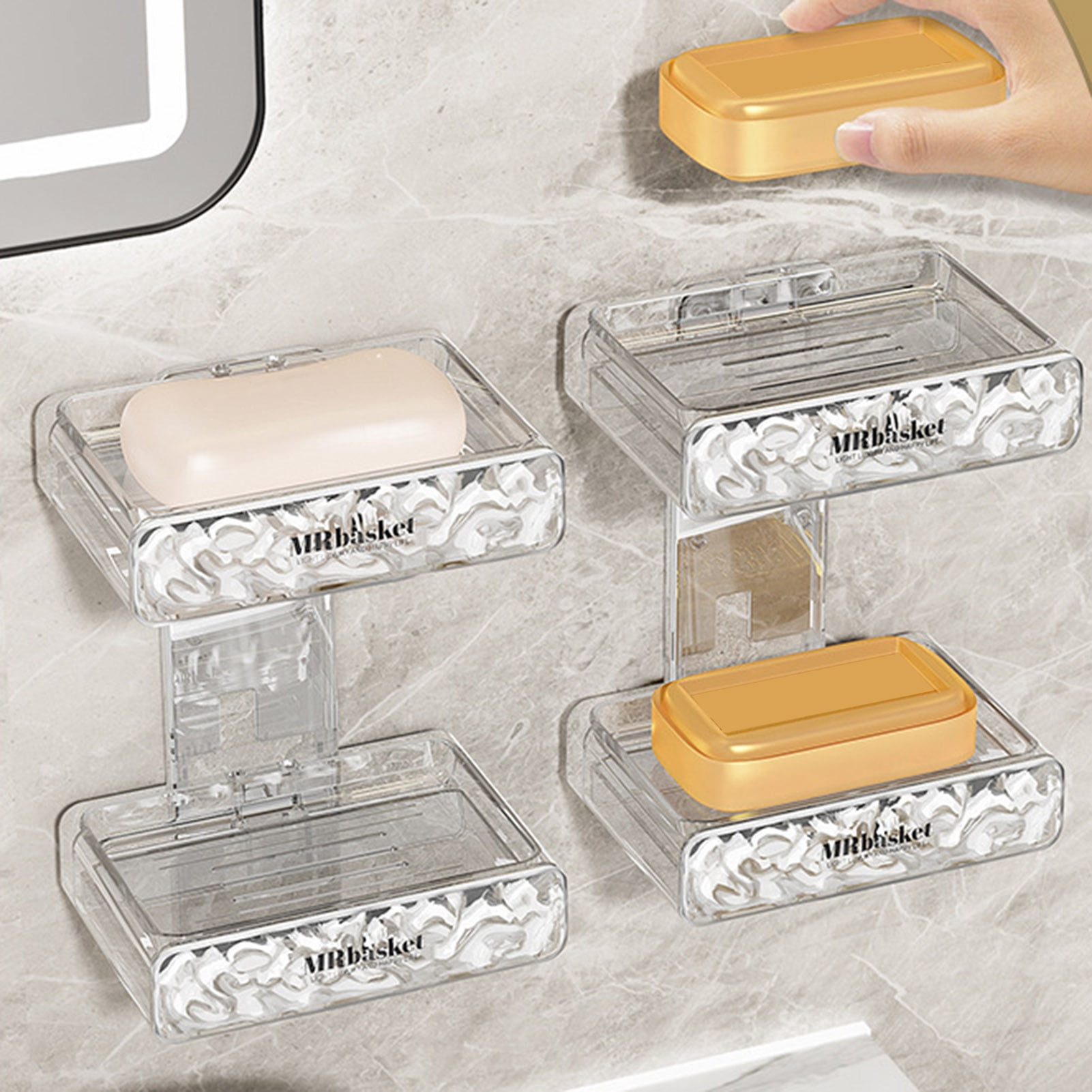 opvise Soap Box Space-Saving Wall-Mounted Shower Soap Organizer ...