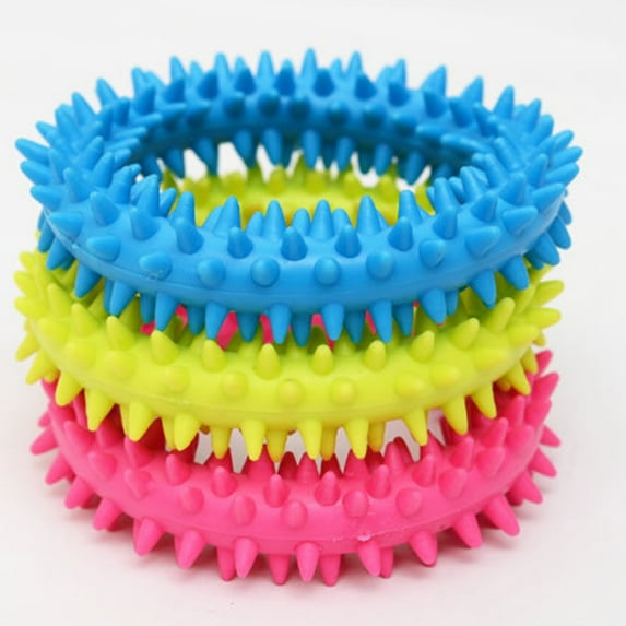 opvise Spiky Circle Ring Dog Bite-Training Chew Molar Toy Cleaning Tooth Pet Supply Random Color