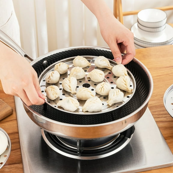 opvise Stainless Steel Steamer Rack with Removable Stand Stackable Multifunction Heat-Resistant Kitchen Food Steaming Tray Steamer Basket 22cm