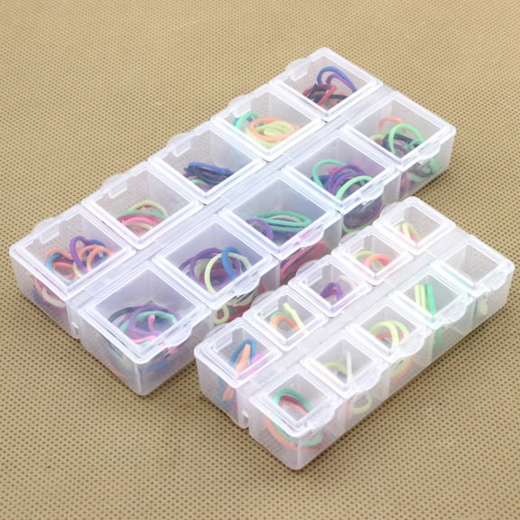opvise Storage Box with Lid 10 Grids Large Capacity Dust-proof Clear Space Saving Plastic Earrings Rings Beads Storage Case for Manicure Store