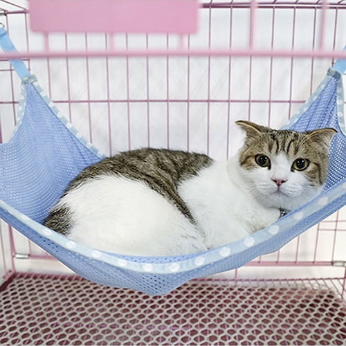 opvise Summer Breathable Mesh Cloth Hammock Cage Clasp Hanging Bed for Pet Cat Animal Pink