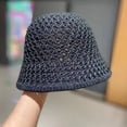 thumbnail image 1 of opvise Summer Outdoor Hat Woven Foldable All Match Soft Breathable Daily Wear Polyester Big Brim Sunscreen Hat Black, 1 of 8