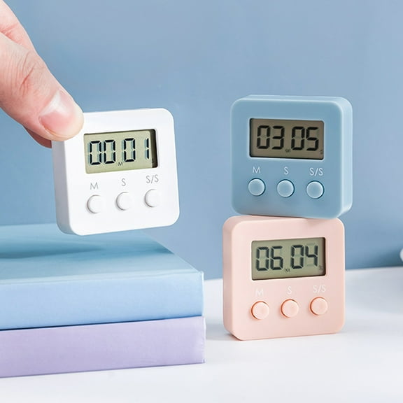 opvise Timer Loud Sound Magnetic Back ABS Resin Nordic Style Digits Alarm for Kitchen Blue