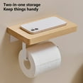 thumbnail image 1 of opvise Tissue Rack Strong Bearing Capacity Punch Free Wooden Bathroom Toilet Wall Hanging Paper Roll Holder Tool for Dorm I Black, 1 of 8