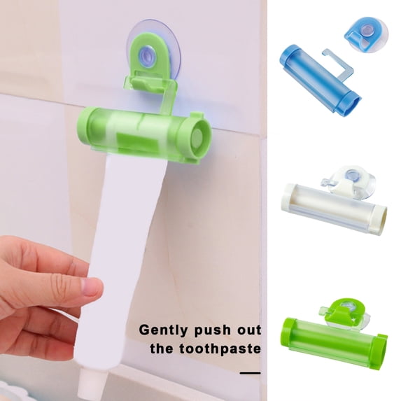 opvise Toothpaste Squeezer with Suction Cup Design Hanging Rolling Tube Toothpaste Dispenser for Home Bathroom Blue