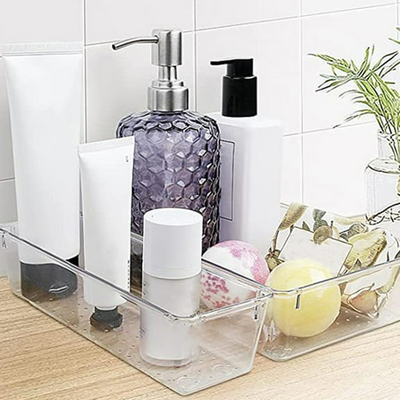 opvise Transparent Drawer Storage Box Clear Acrylic Drawer Organizer Drain Holes Drawer Storage Tray Stackable Storage Bin transparent