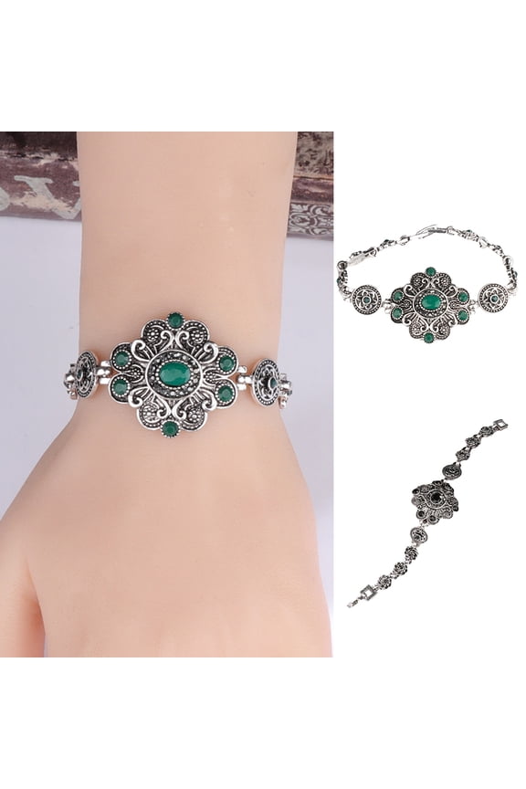 Vintage Flower Artificial Gem Bracelet Bangle Party Jewelry Women Birthday Gift