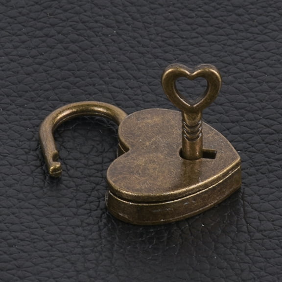 opvise Vintage Heart Shape Mini Padlock Bag Travel Suitcase Luggage Box Case Key Lock Dark Gray