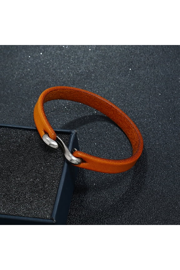 Vintage Thin Cowhide Hook Buckle Bracelet Man Punk Jewelry Wrist Band Bangle