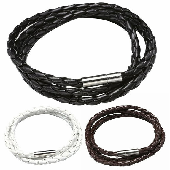 opvise Vintage Women Men Multilayer Braided Leather Cuff Bangle Wristband Bracelet Gift