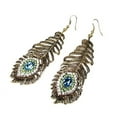 thumbnail image 1 of opvise Vintage Women Rhinestone Peacock Eye Feather Dangle Hook Earrings Jewelry, 1 of 7