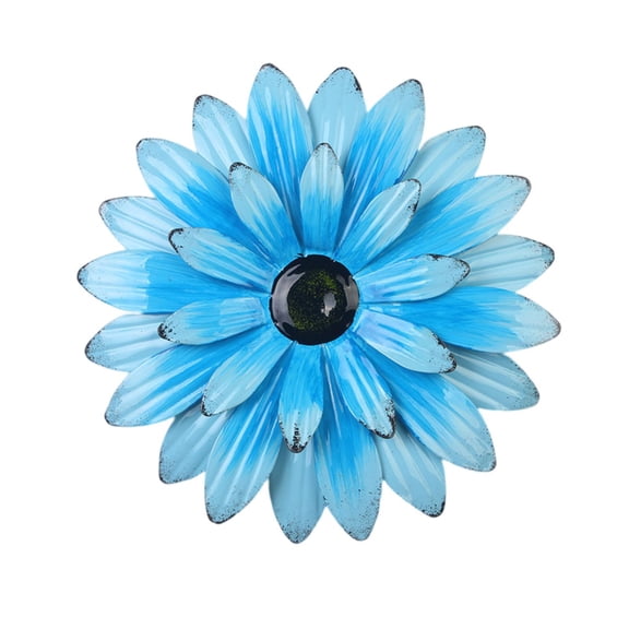 opvise Wall Sunflower Decor 3D Effect Multiple Layers Great Detail Realistic Glossy Surface Decorate Stainless Wall Fence Hanging Home Wall Decoration