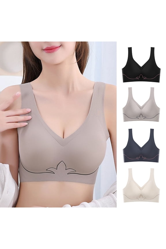 Wide Shoulder Straps Beauty Back Removal Pads Women Bra Seamless Push Up Sport Vest Brassiere Dark Blue M
