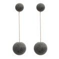 thumbnail image 1 of opvise Women Double Faux Fur Ball Long Dangle Earrings Banquet Jewelry Gift, 1 of 8