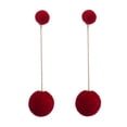 thumbnail image 1 of opvise Women Double Faux Fur Ball Long Dangle Earrings Banquet Jewelry Gift, 1 of 8