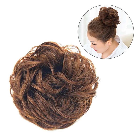 opvise Women Elastic Hair Bun Ponytail Extension Messy Wavy Chignon Hairpiece Light Brown