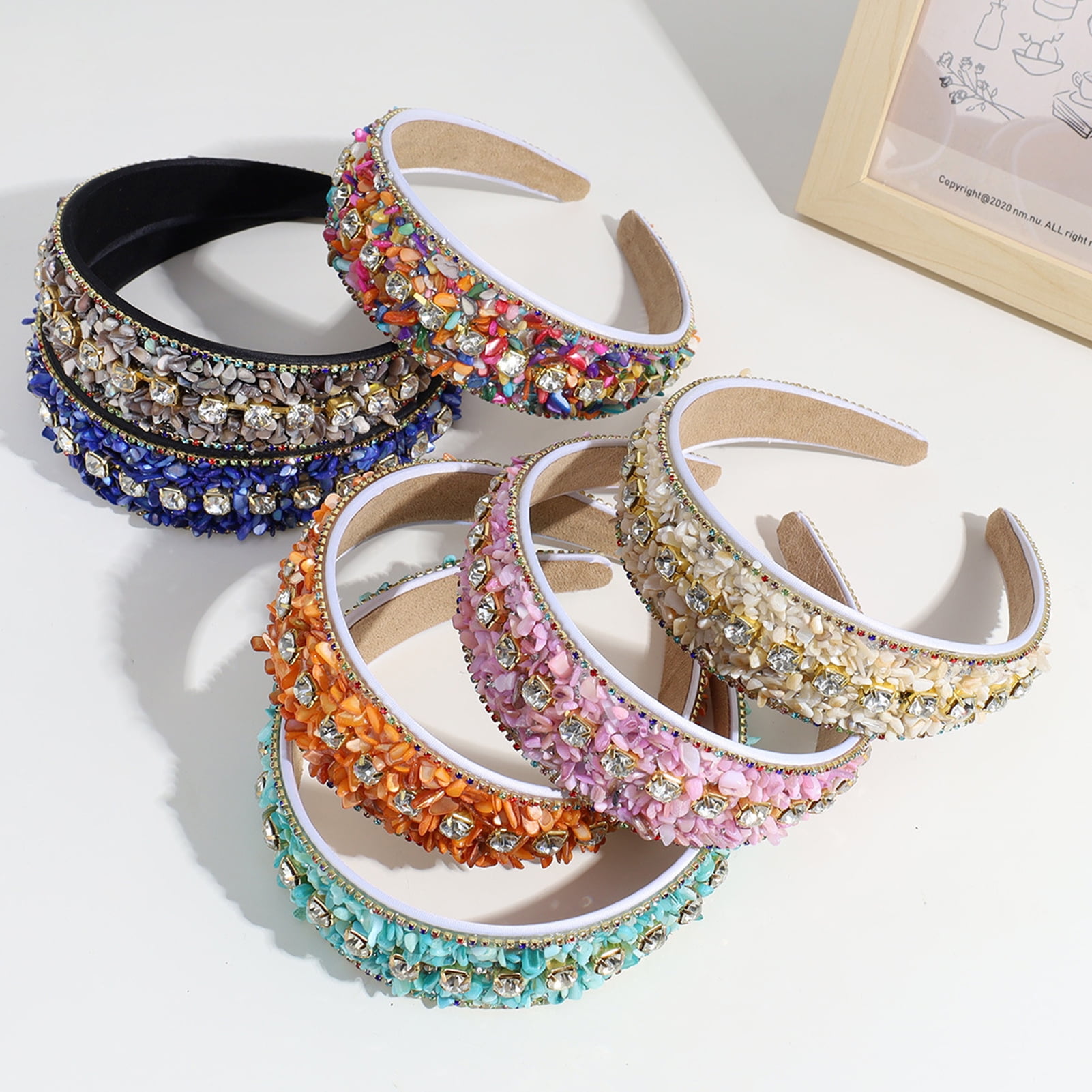 opvise Women Headband Mini Stone Decor Rhinestone Rich 