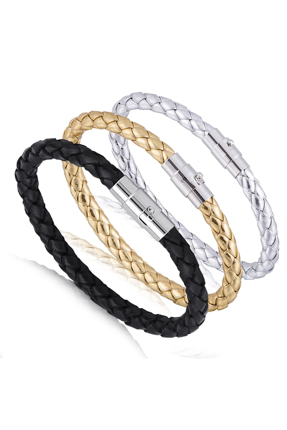 Women Leather Rope Braided Buckle Bracelet Bangle Wrap Jewelry Gift