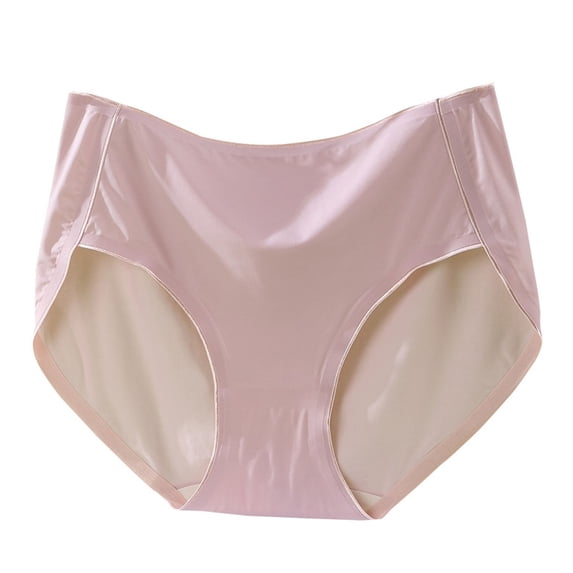 opvise Women Panties Solid Color High Waist Thin Breathable Soft Anti-septic Quick Drying Plus Size Seamless Black 2XL