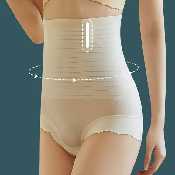 opvise Women Underpants High Waist Great Elasticity Skinny Soft Breathable Tummy Control Butt-lifted Postpartum Panties Apricot 2XL