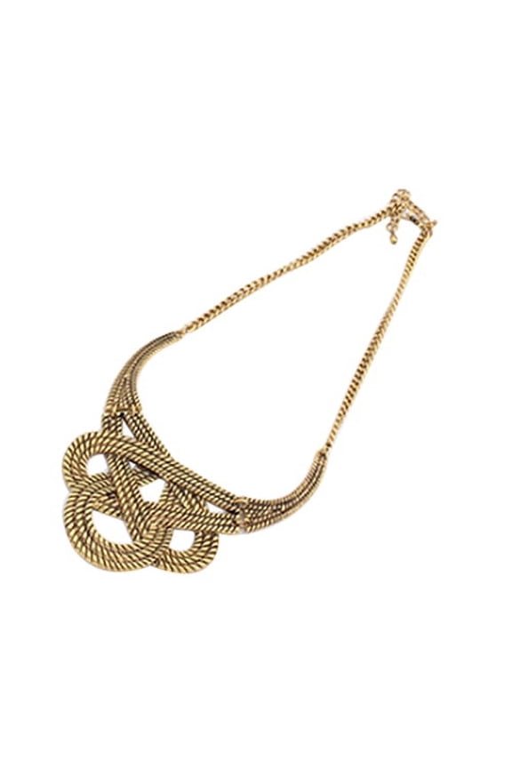 Women Vintage Ethnic Hollow Knot Drop Pendant Statement Necklace Jewelry