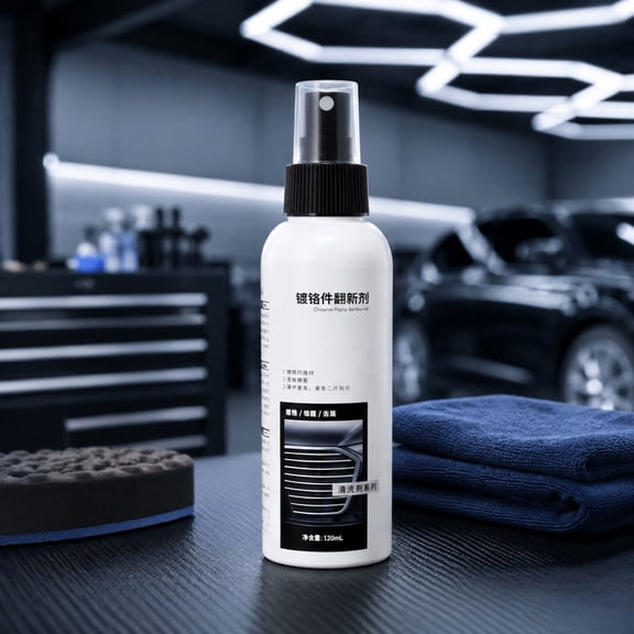 opwnbvk Chrome Polish Spray for Car Trim and Emblems, Metal Surface Cleaning and Shine Spray, Automotive Chrome Care Spray