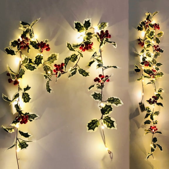 opwnbvk Holly Berry LED String Lights
