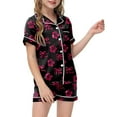 thumbnail image 1 of oqasdz 2 Piece Set Girls Pajamas For Kids Children Graphic Print Short Sleeve Button Shirt and Shorts Pajama Set/3-4 Years, 1 of 5