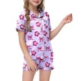 thumbnail image 1 of oqasdz 2 Piece Set Girls Pajamas For Kids Children Graphic Print Short Sleeve Button Shirt and Shorts Pajama Set/5-6 Years, 1 of 5