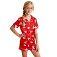 thumbnail image 1 of oqasdz 2 Piece Sets Pajamas for Kids and Toddler Graphic Print Short Sleeve Button Shirt and Shorts Sleepwear Loose Fit Pajama Set, 1 of 4