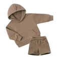 thumbnail image 1 of oqasdz Baby Boy Outfits Child 2PCS Solid Color Long Sleeve Hoodie Sweatsuit and Elastic Waist Shorts Casual Loose Tracksuit Size 5-6 Y, 1 of 3