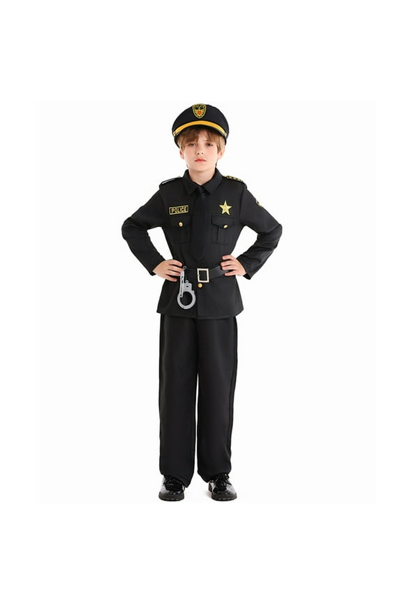 Baby Boy Outfits Creations Halloween Police Outfit for Kids, Police Officer Clothes for Boys, Toddler Themed Party /5-6 Years